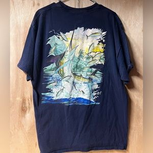 Guy Harvey Blue Pocket T-Shirt Adult Size XL Fishing Sport